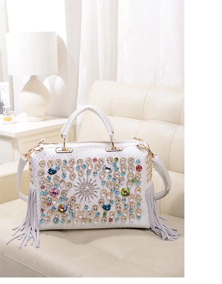Ranya Rhinestone Leather Bag – Marrakchi Large Luxury Satchel