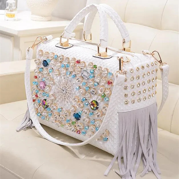 Ranya Rhinestone Leather Bag – Marrakchi Large Luxury Satchel