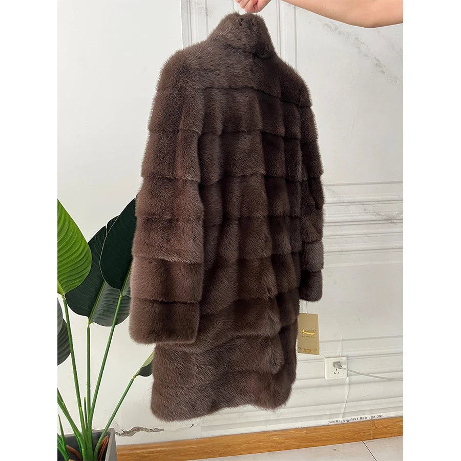 Real Mink Fur Coat – Long Luxury Winter Jacket