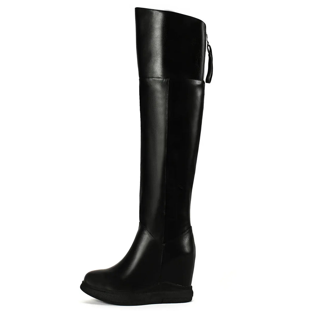 Winter Over-the-Knee Pumps – Genuine Leather High Heel Snow Boots for Women