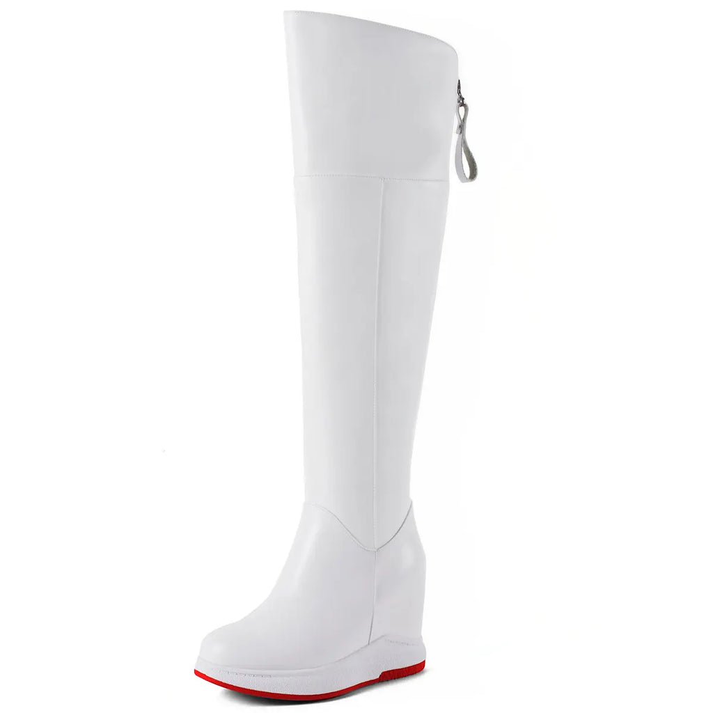 Winter Over-the-Knee Pumps – Genuine Leather High Heel Snow Boots for Women