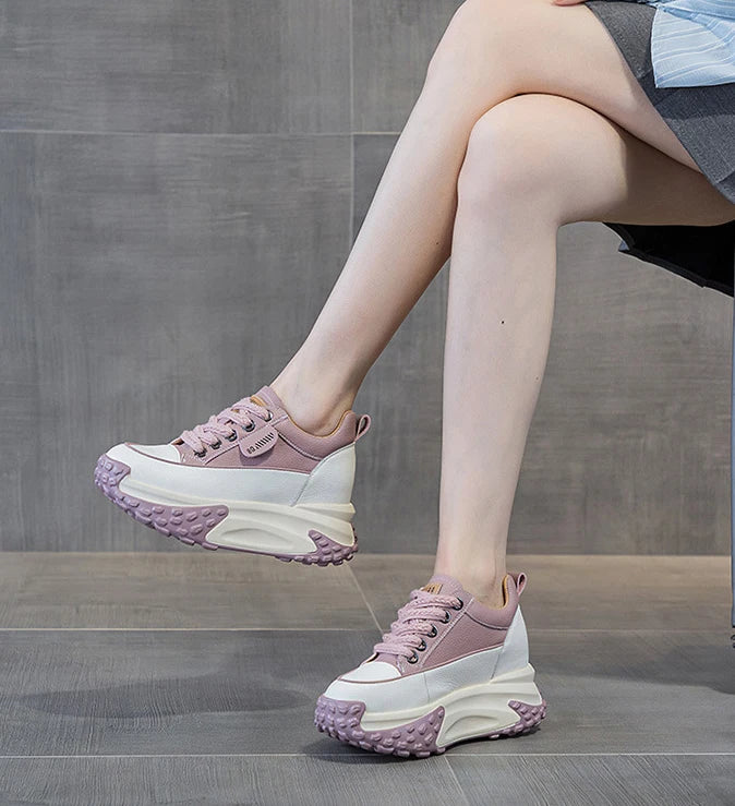 FujinGenuine Leather Platform Sneakers