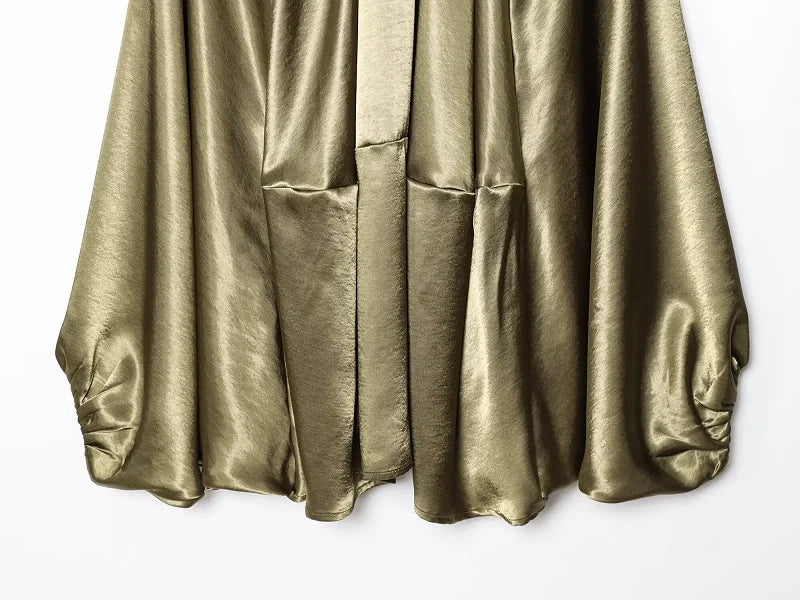 MUJER Oversized Ruched Bomber Jacket