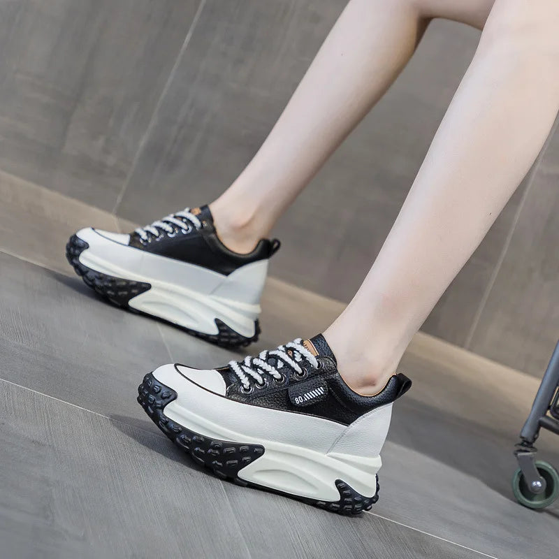 FujinGenuine Leather Platform Sneakers