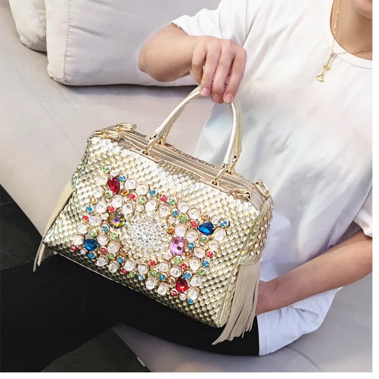 Ranya Rhinestone Leather Bag – Marrakchi Large Luxury Satchel