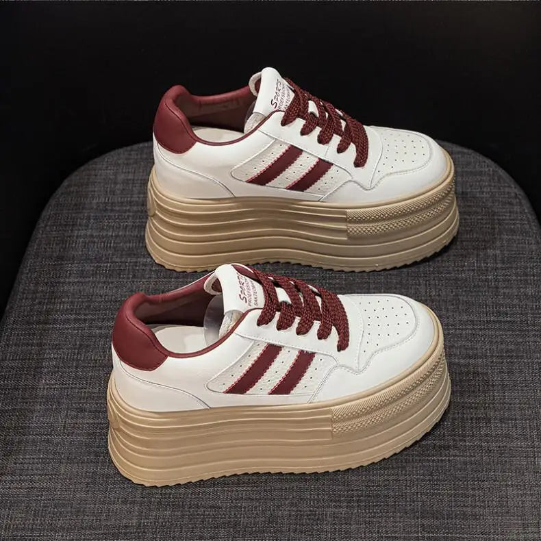 KAYOULAI 10cm Cow Leather Platform Sneakers