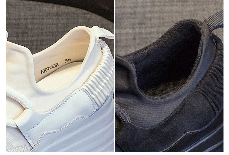 Fujin 9cm Platform Leather Wedge Sneakers – Chunky Breathable Shoes