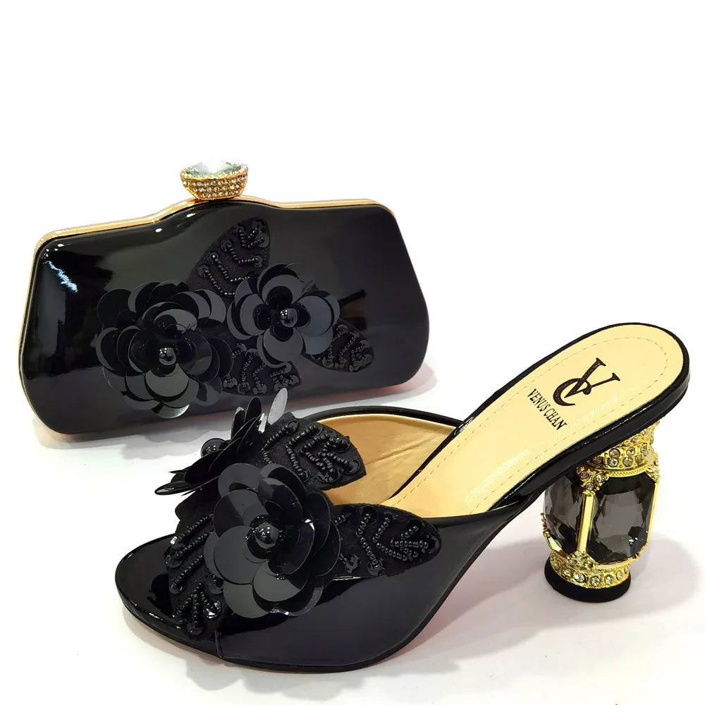 Marrakchi Gold Narrow Band Shoe & Bag Set – Italian-Inspired Party Elegance