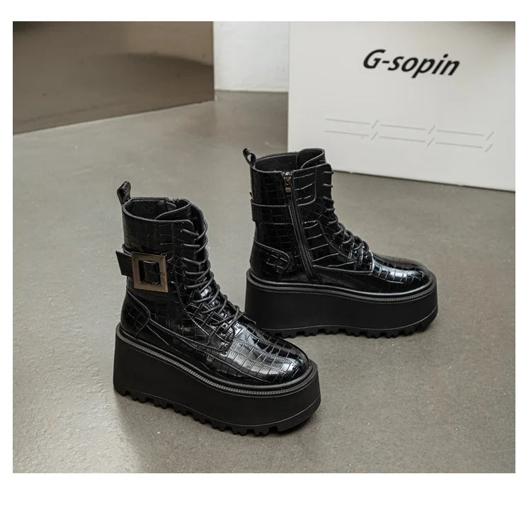Combat Ankle Boots – Platform Wedge Sneakers