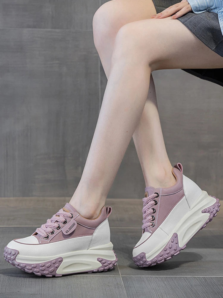 FujinGenuine Leather Platform Sneakers