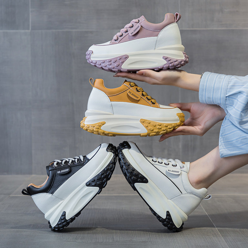 FujinGenuine Leather Platform Sneakers