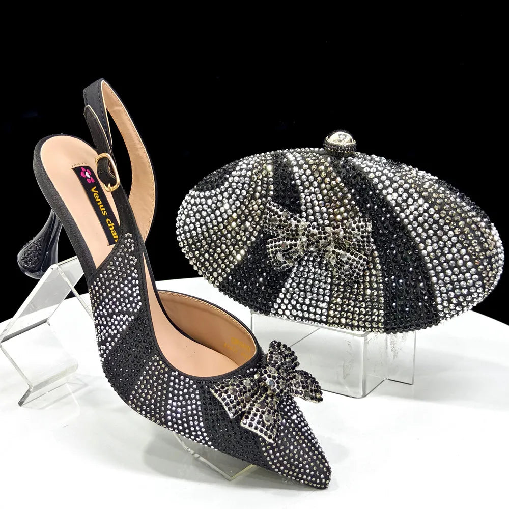 Rhinestone Heels & Handbag Set – Elegant Party Collection