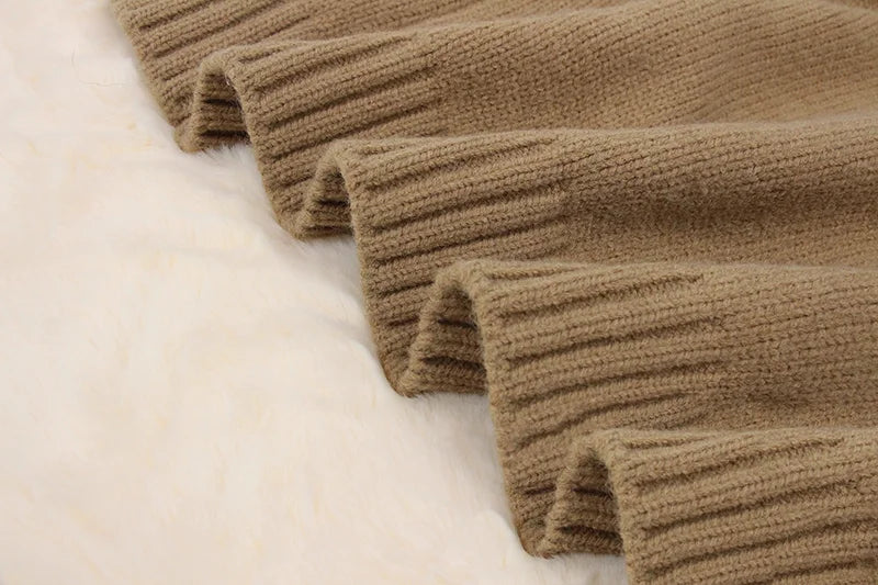 Real Fox Fur Hooded Sweater – Loose Knit Zipper Cardigan