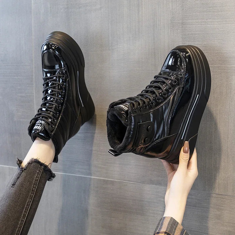 Fujin Women Ankle Booties Genuine Leather Wedges