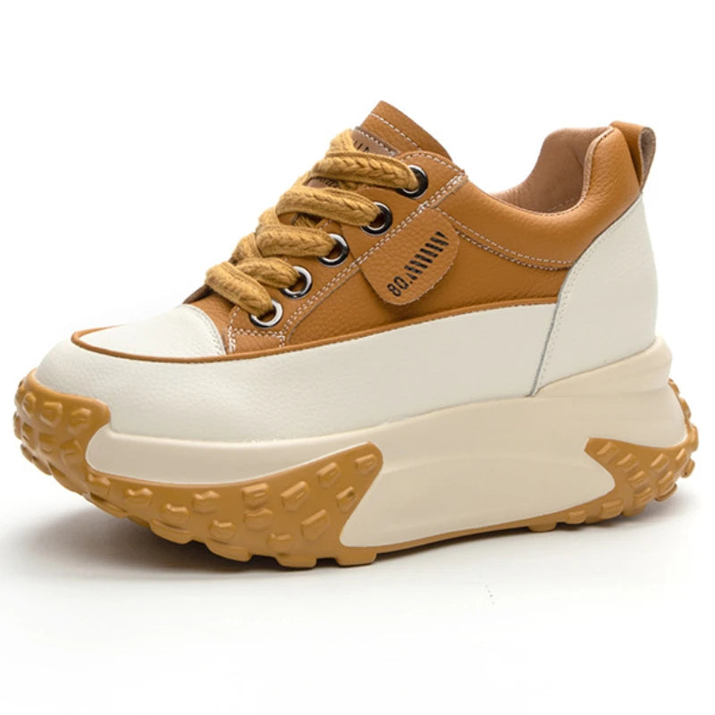 FujinGenuine Leather Platform Sneakers