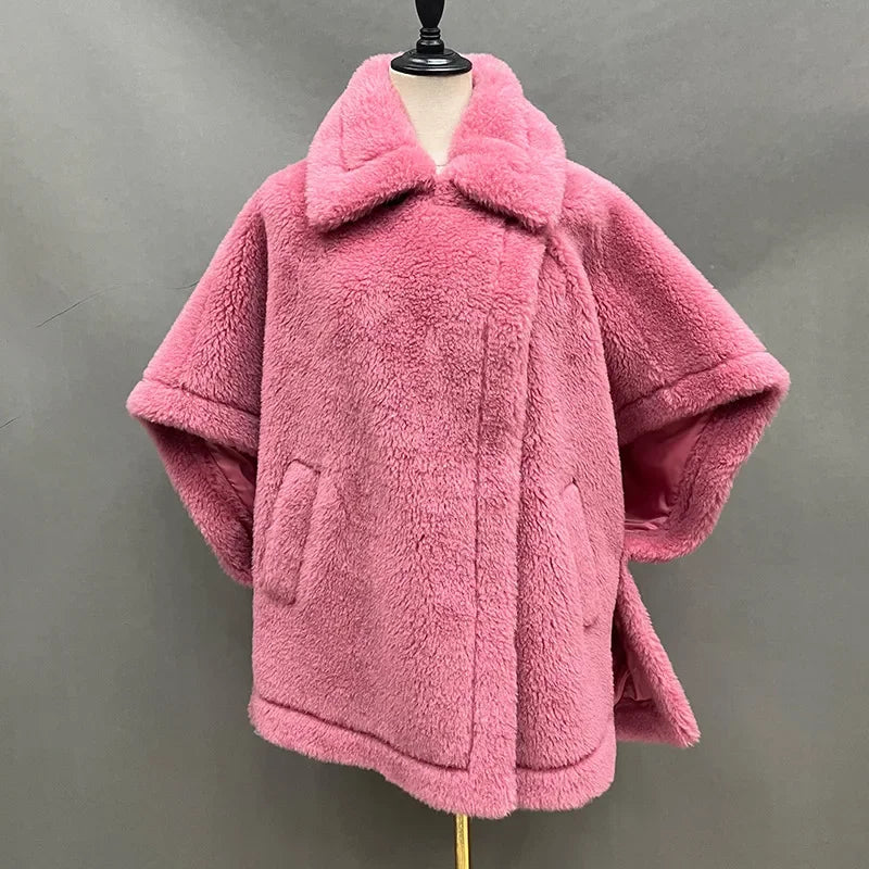 Winter Wool Fur Coat – Luxury Teddy Streetwear Warm Overcoat