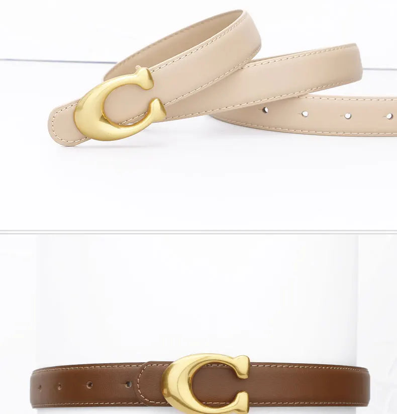Fashion Designer Women's Belt – 2.3CM Ultra-Thin Genuine Leather