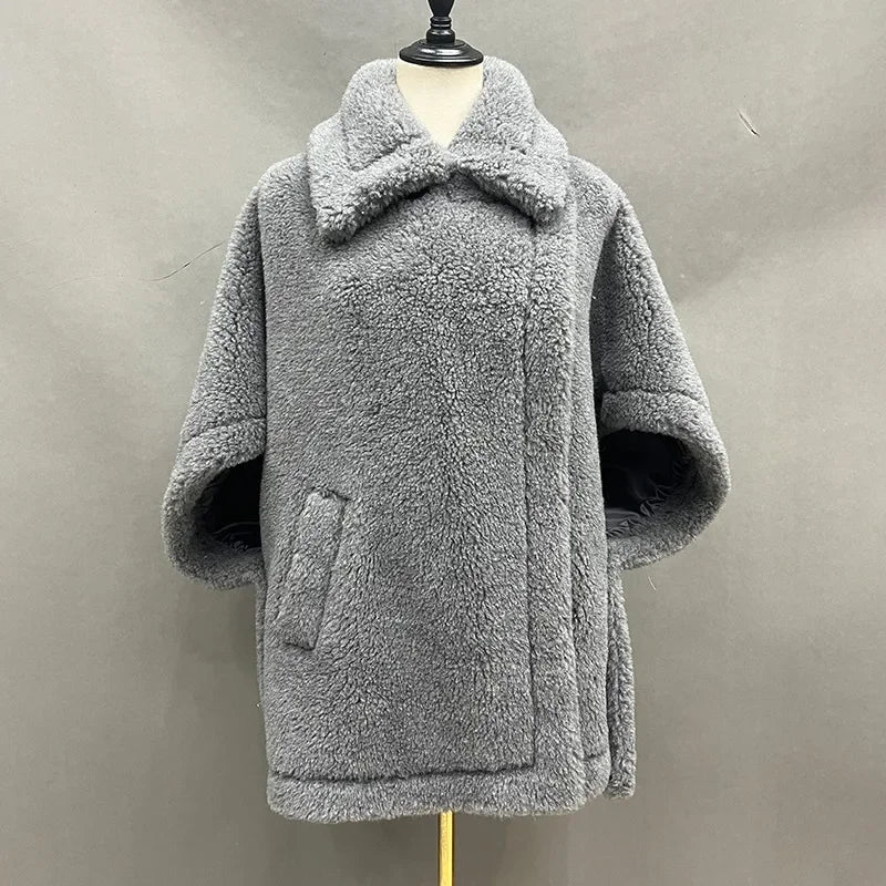Winter Wool Fur Coat – Luxury Teddy Streetwear Warm Overcoat