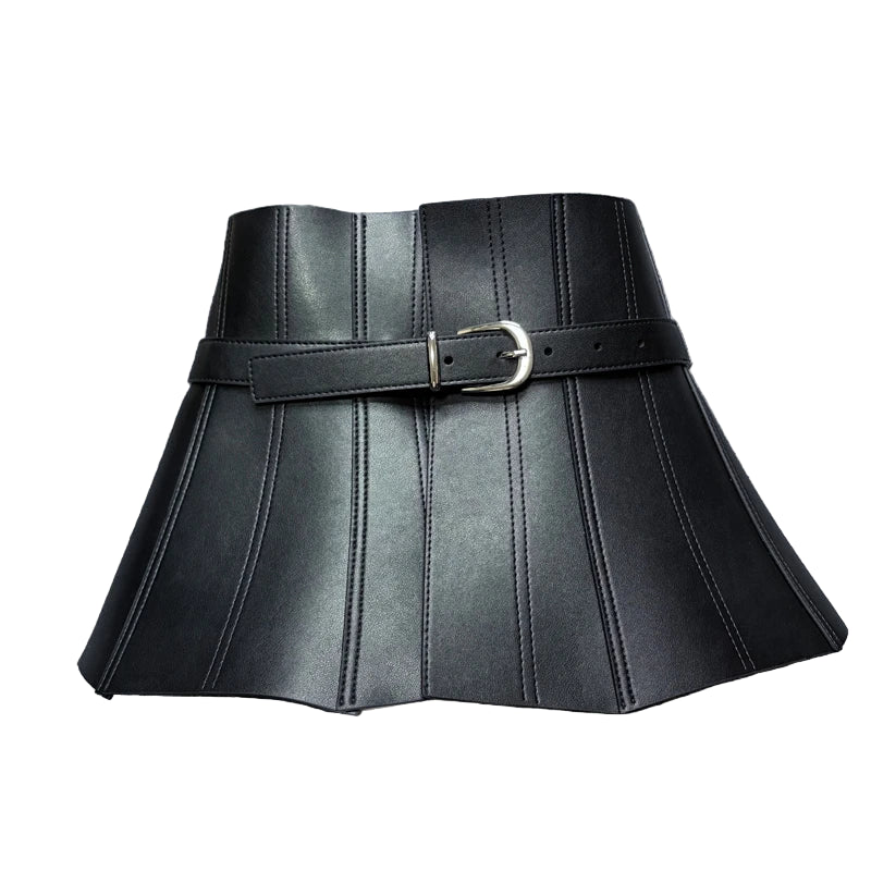 Leather Corset Waist Belt – Fashion Ruffle Design