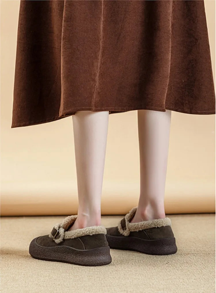 AIYUQI Winter Velvet Genuine Leather Sneakers