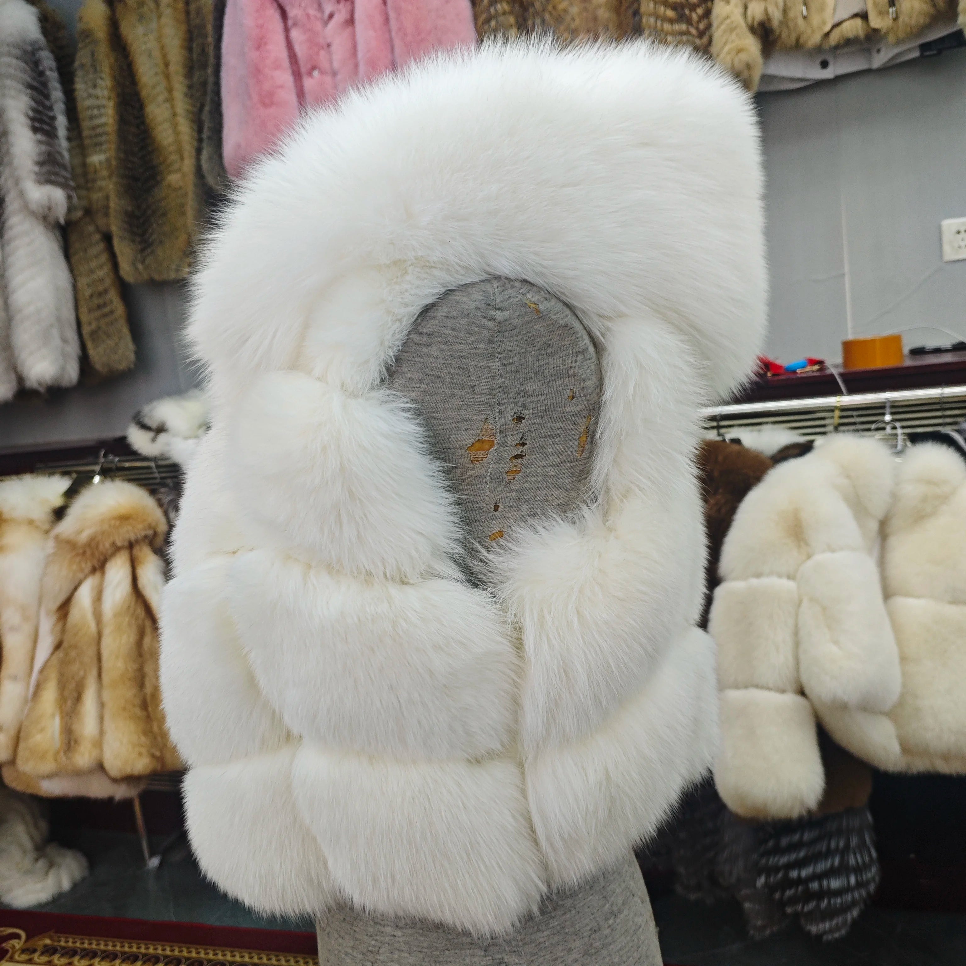 Real Silver Fox Fur Vest – Hooded Genuine Leather Sleeveless Jacket for Women