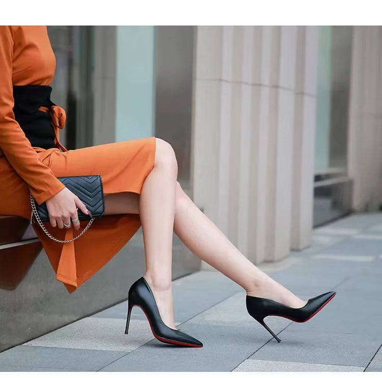 Marrakchi Red Shiny Bottom High Heels – Luxury Pointed Toe Party Pumps