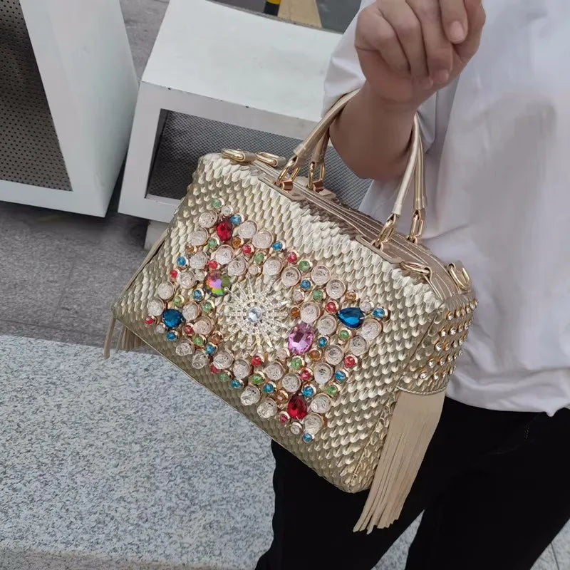 Ranya Rhinestone Leather Bag – Marrakchi Large Luxury Satchel