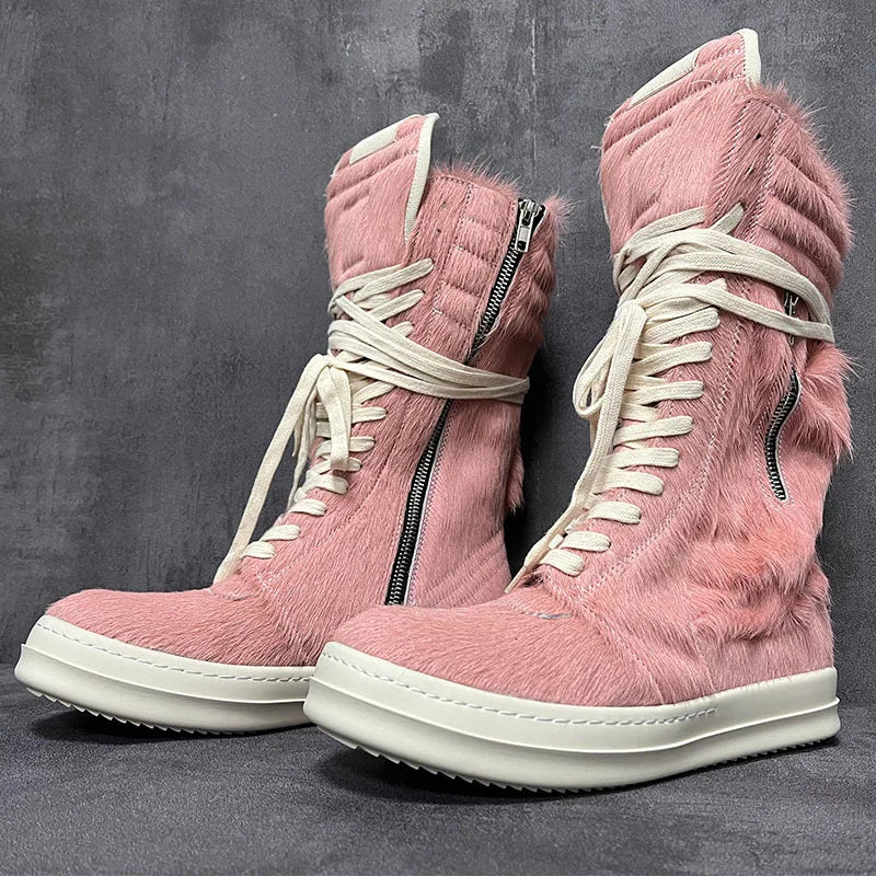 Qvah Owens High-Top Leather Motorcycle Boots – Platform Street Sneakers