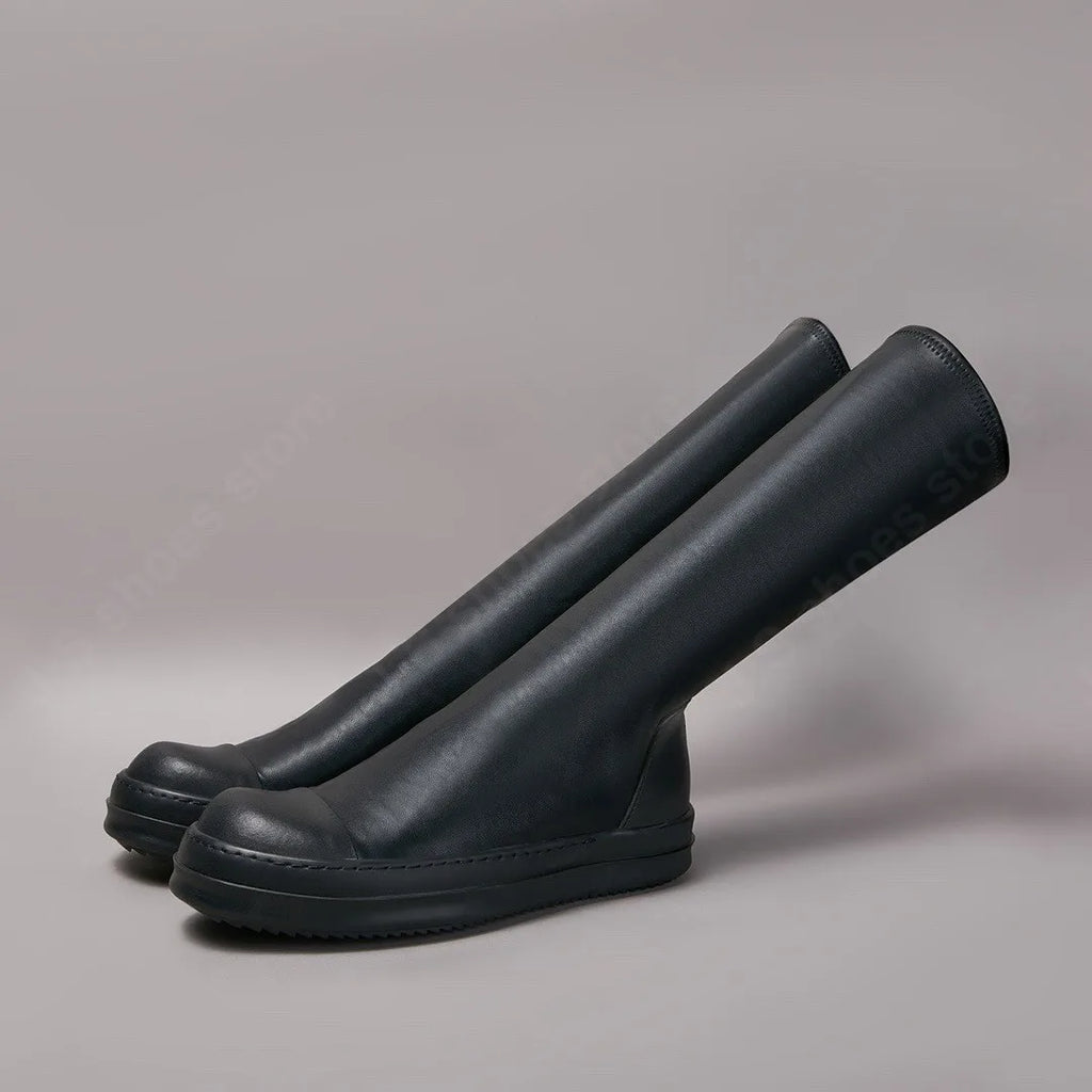 Y3ROCLGZDG Genuine Leather Knee-High Stretch Boots