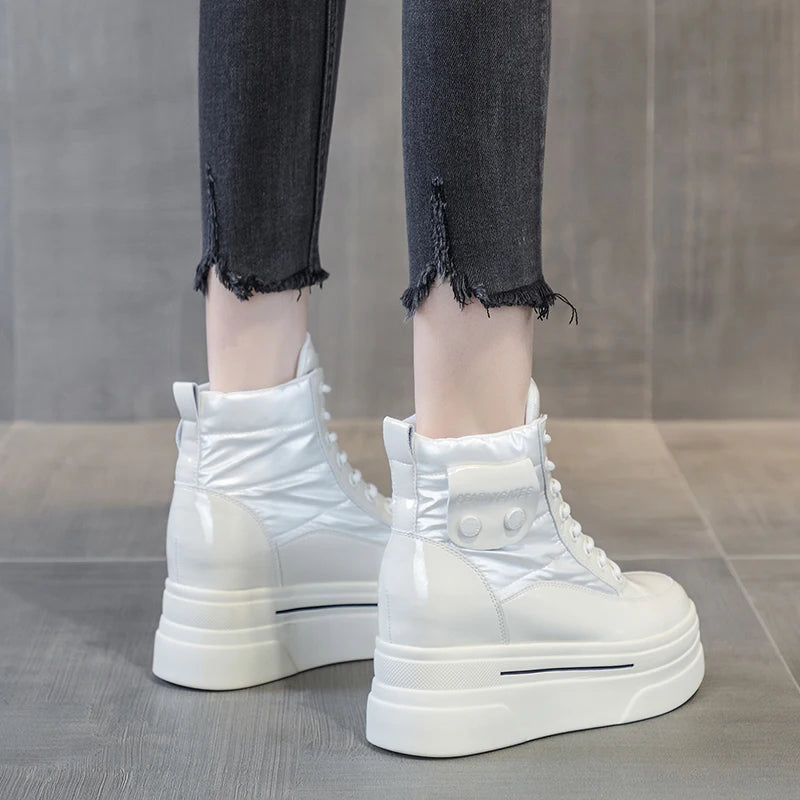 Fujin Women Ankle Booties Genuine Leather Wedges