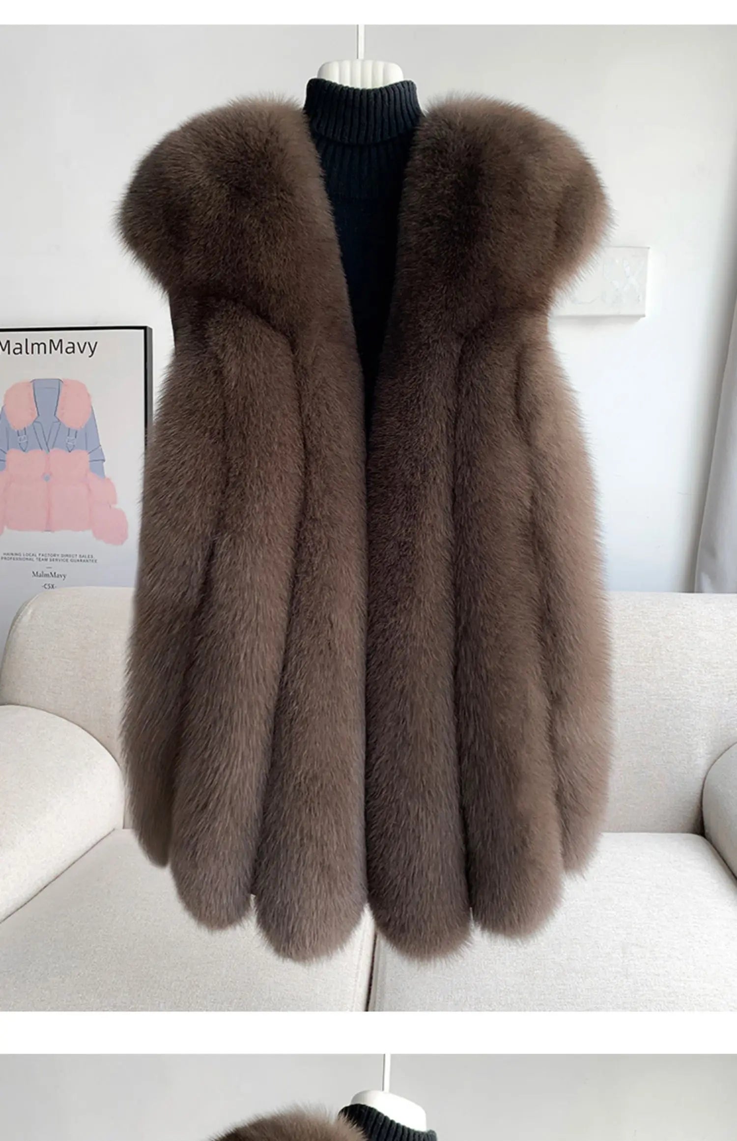 Fox Fur Vest for Women – Luxury Thick Real Fur Coat for Autumn/Winter