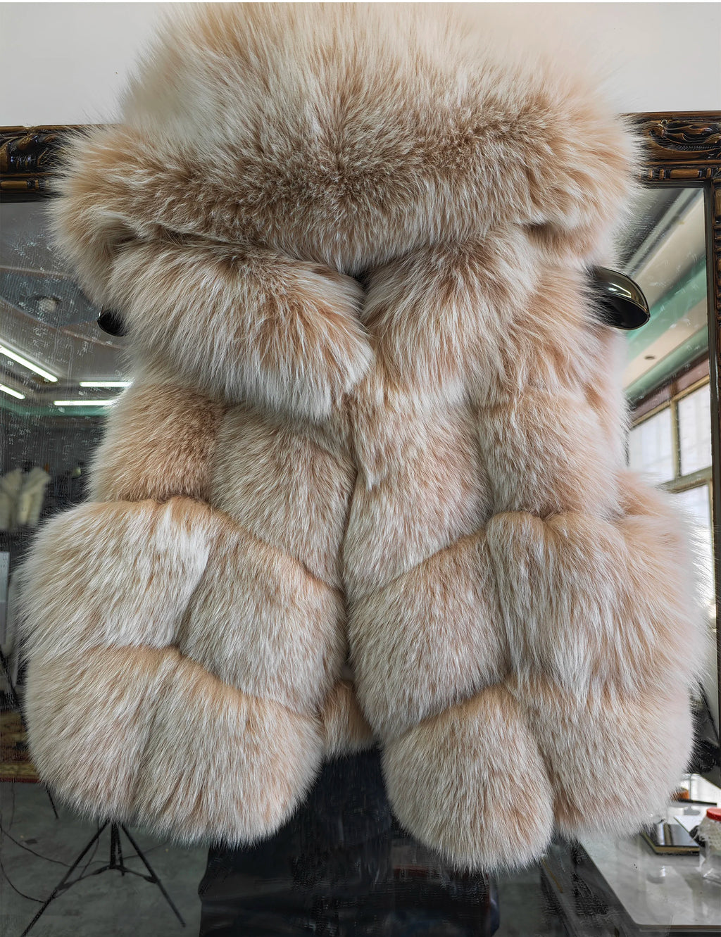 Real Silver Fox Fur Vest – Hooded Genuine Leather Sleeveless Jacket for Women