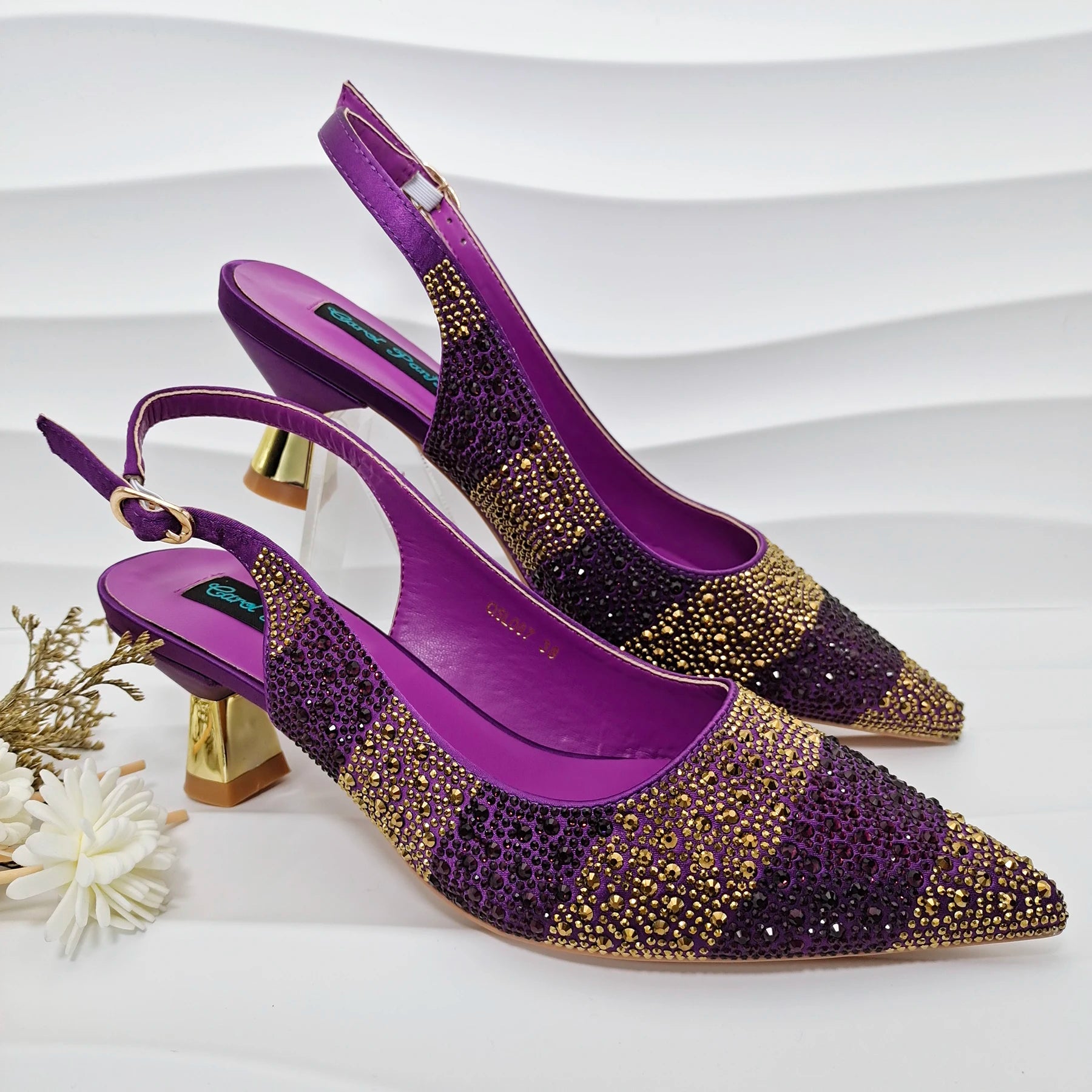 Rhinestone Satin Pumps & Clutch Set – Italian-Inspired Elegance