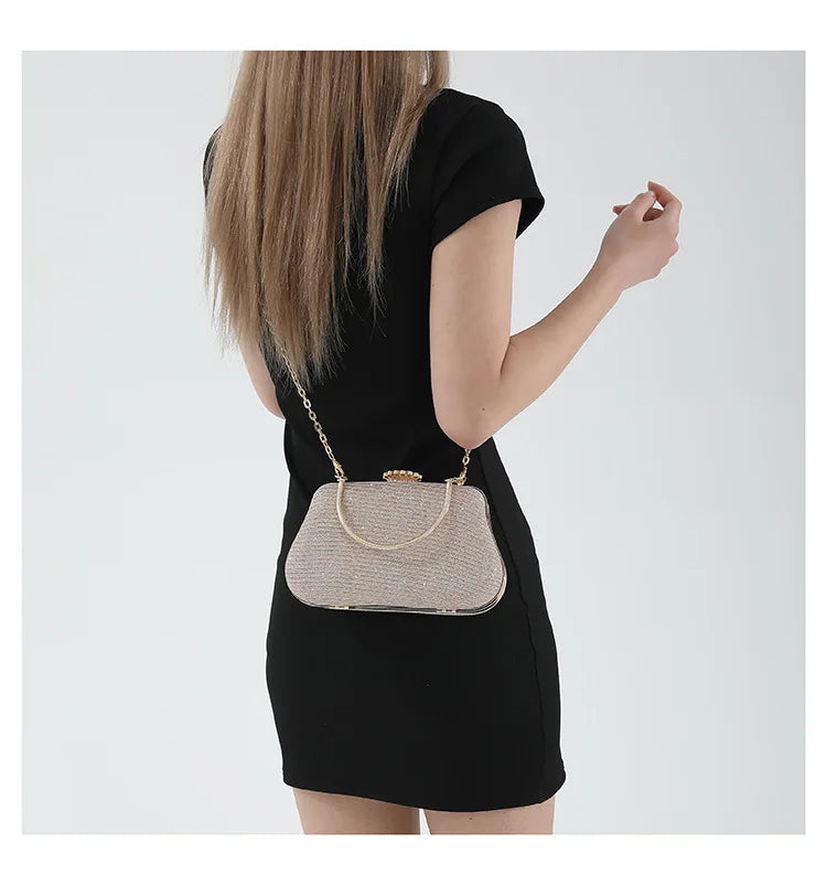 YIYUE Luxury Glitter Evening Bag – Party & Wedding Clutch with Chain Strap