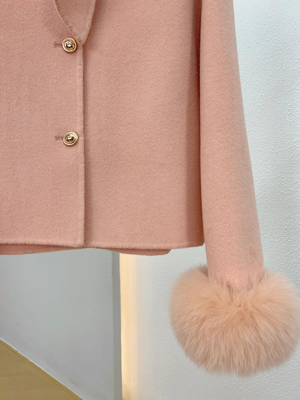 Wool Coat with Fox Fur Cuffs – Luxury Women’s Cashmere