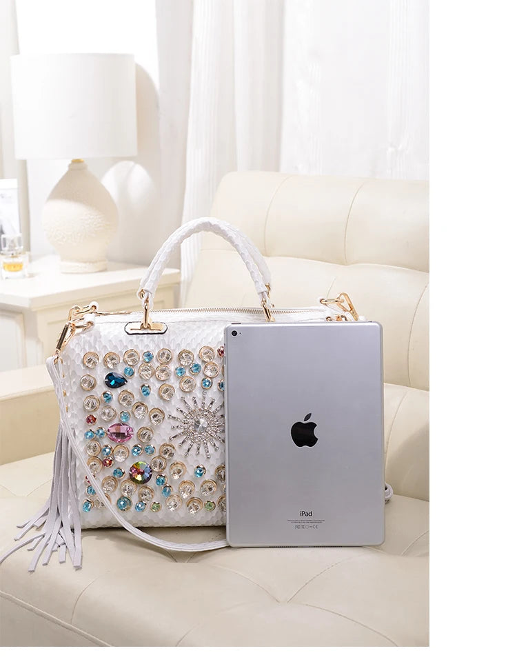 Ranya Rhinestone Leather Bag – Marrakchi Large Luxury Satchel