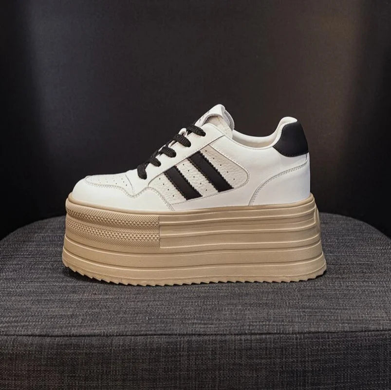 KAYOULAI 10cm Cow Leather Platform Sneakers