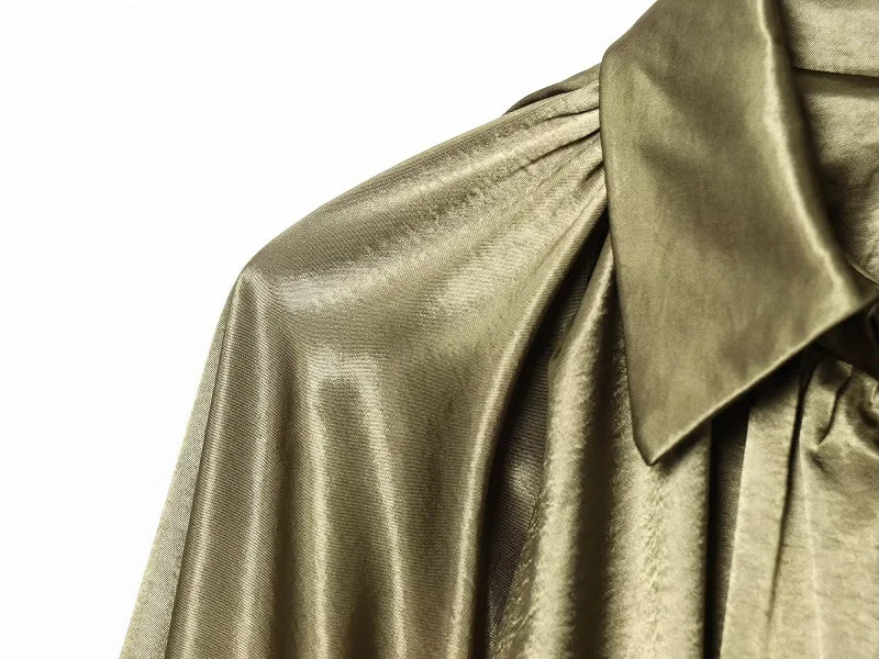 MUJER Oversized Ruched Bomber Jacket