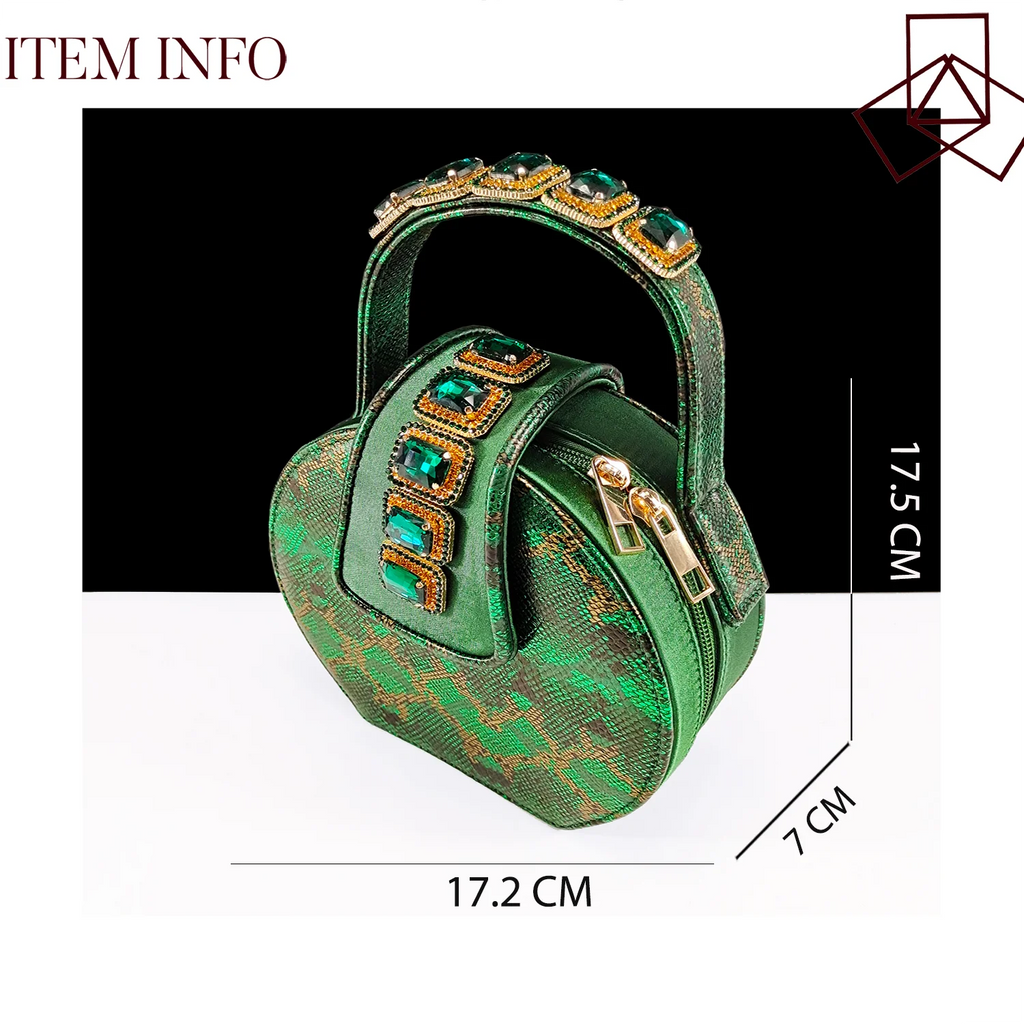 Elegant Green Peep-Toe Heels & Matching Bag Set