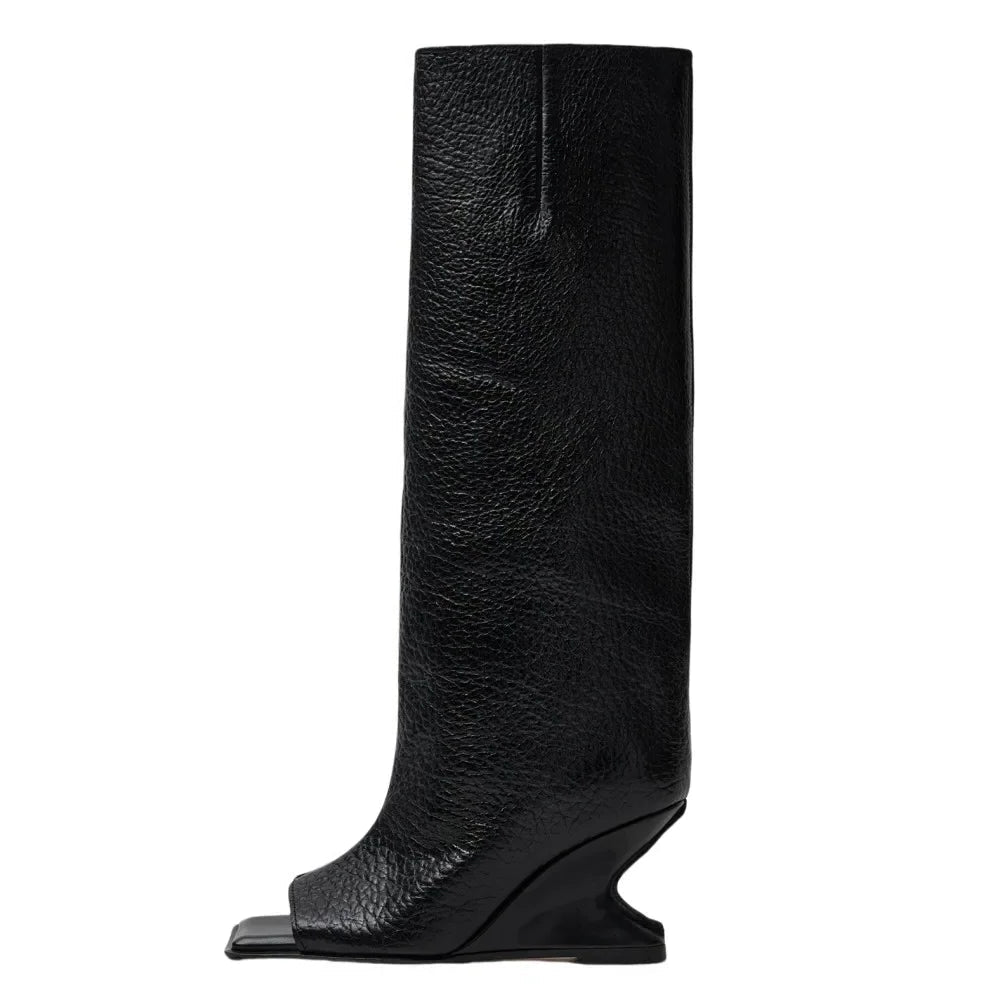 Women's Square Toe High Heel Knee Boots – Spring/Autumn Fashion