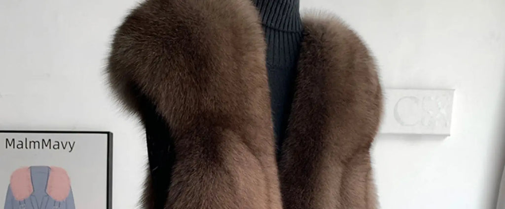 Fox Fur Vest for Women – Luxury Thick Real Fur Coat for Autumn/Winter