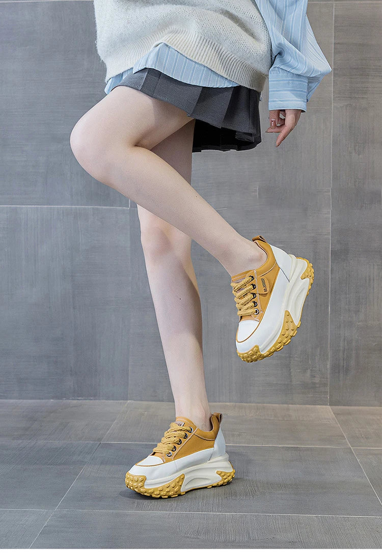 FujinGenuine Leather Platform Sneakers