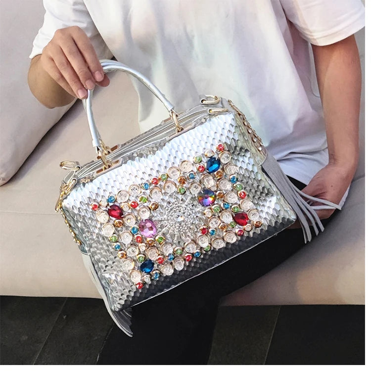 Ranya Rhinestone Leather Bag – Marrakchi Large Luxury Satchel