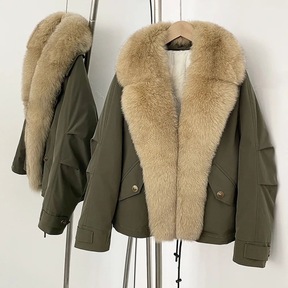 Marrakchi Women’s Black Trim Parka – Winter Fur Collar Coat 2025