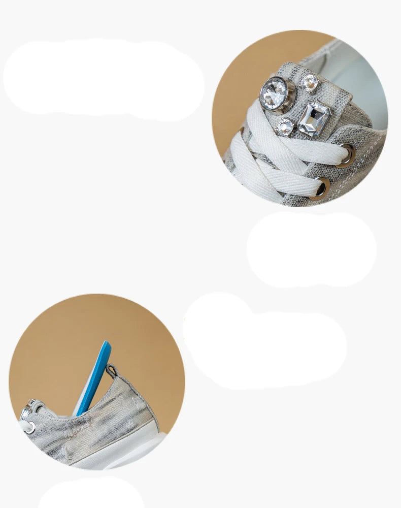 Fujin Denim Leather Platform Sneakers