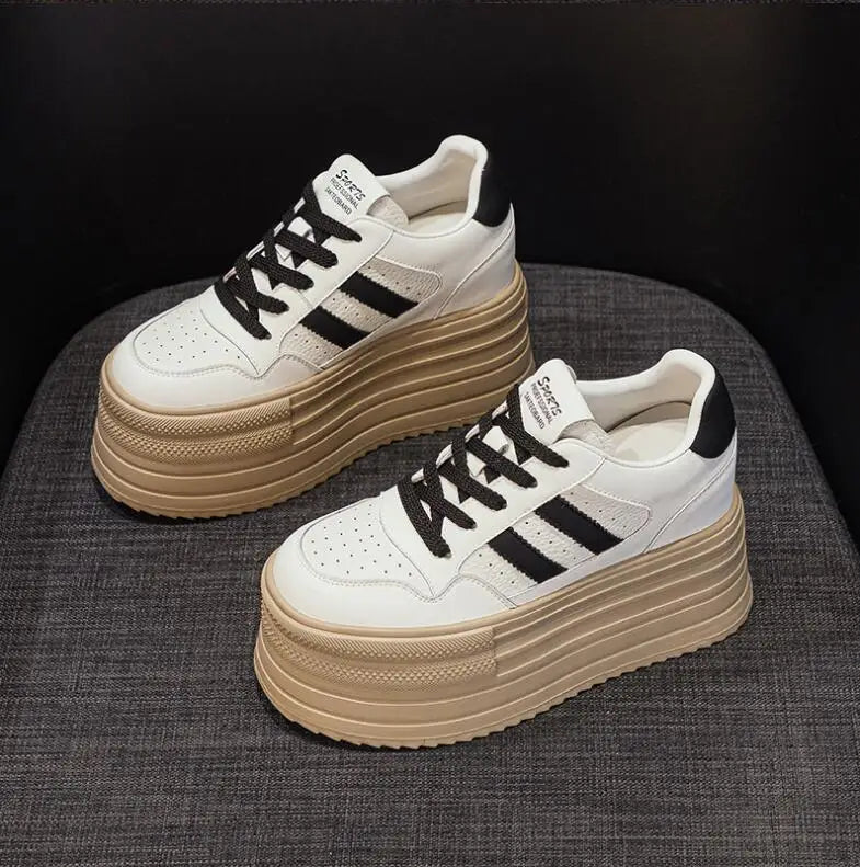 KAYOULAI 10cm Cow Leather Platform Sneakers