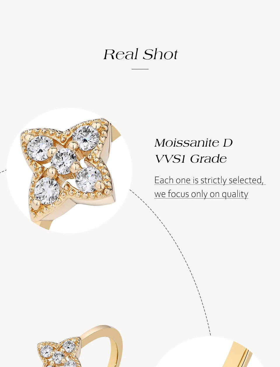 ATTAGEMS Women’s Moissanite Ring – 18K Gold Plated S925 Silver