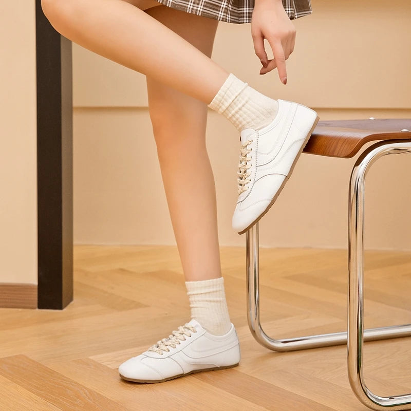 German Training Sneakers – Genuine Leather Retro Lace-Up Shoes