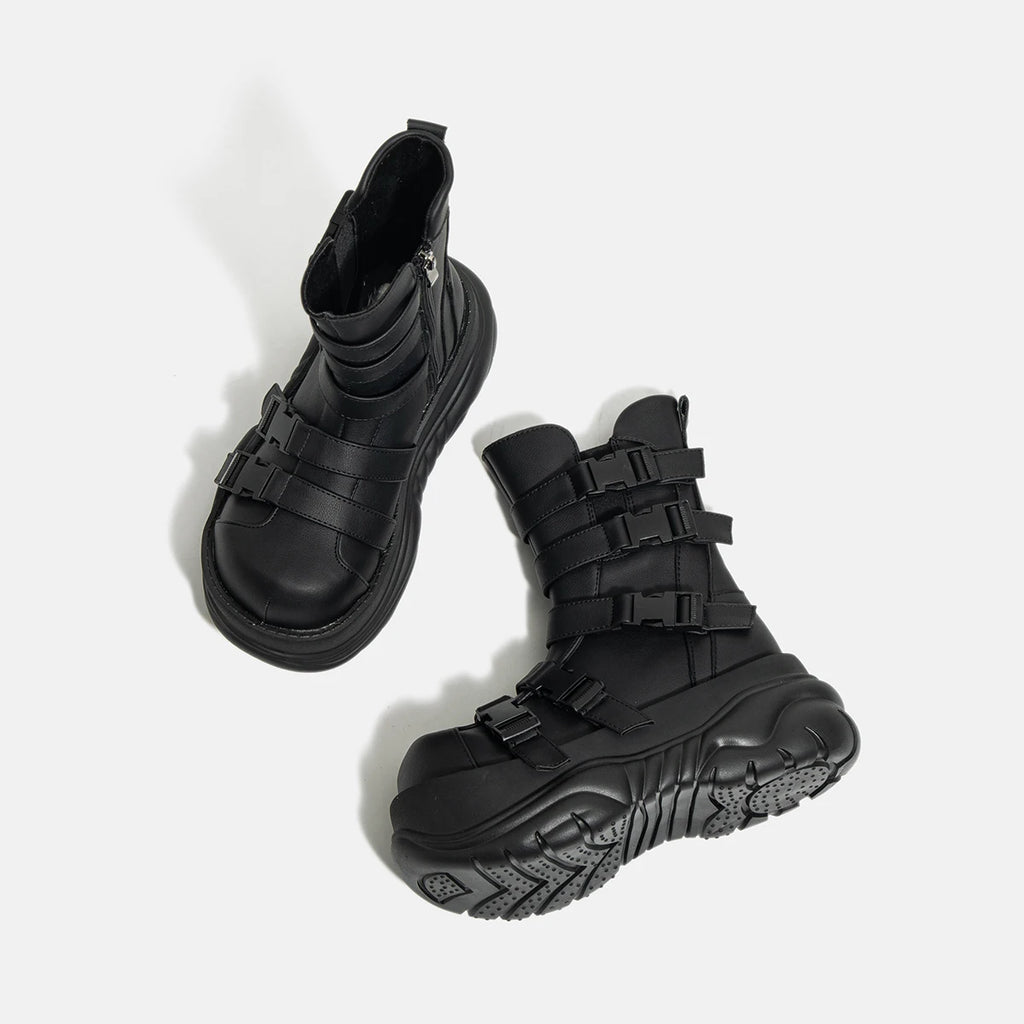 Dark Goth Punk Women’s Ankle Boots – Thick Muffin Sole