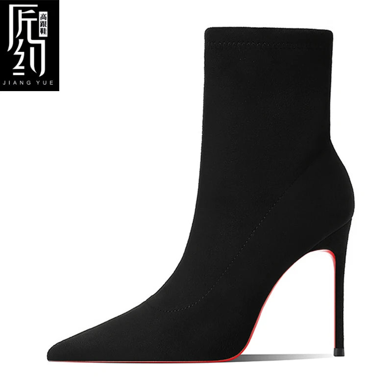 Marrakchi Winter Knit Sock Ankle Boots – Red Bottom Stretch Heels for Women 2025